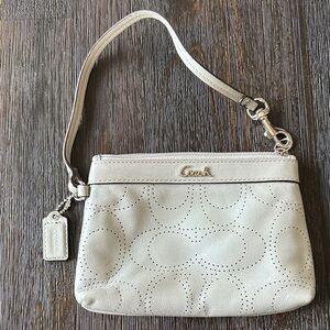 Coach Perforated Cream Wristlet